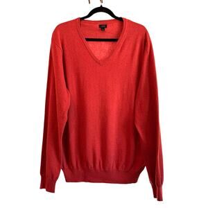 J. Crew V Neck Sweater Cotton Cashmere Blend Burnt Orange Pullover Men's Large